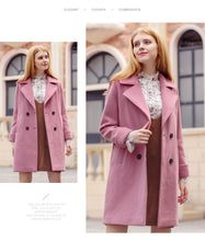 Load image into Gallery viewer, 2018 New Brand Women's Apparel Pure Collar Double-row Button Wool Overcoat 97031