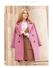 Load image into Gallery viewer, 2018 New Brand Women's Apparel Pure Collar Double-row Button Wool Overcoat 97031