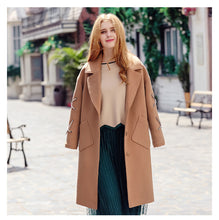 Load image into Gallery viewer, Camel single-row button-down long-sleeved woolen overcoat 97029