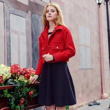 Load image into Gallery viewer, 2018 Winter New Korean Edition Women's Pure Color Turnback Coat Single Clock Short Hair Coat 97036