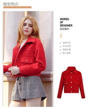 Load image into Gallery viewer, 2018 Winter New Korean Edition Women's Pure Color Turnback Coat Single Clock Short Hair Coat 97036