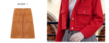 Load image into Gallery viewer, 2018 Winter New Korean Edition Women's Pure Color Turnback Coat Single Clock Short Hair Coat 97036