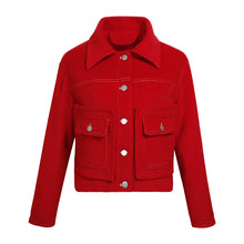 Load image into Gallery viewer, 2018 Winter New Korean Edition Women's Pure Color Turnback Coat Single Clock Short Hair Coat 97036