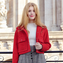 Load image into Gallery viewer, 2018 Winter New Korean Edition Women's Pure Color Turnback Coat Single Clock Short Hair Coat 97036