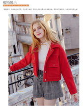 Load image into Gallery viewer, 2018 Winter New Korean Edition Women's Pure Color Turnback Coat Single Clock Short Hair Coat 97036