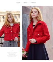 Load image into Gallery viewer, 2018 Winter New Korean Edition Women's Pure Color Turnback Coat Single Clock Short Hair Coat 97036