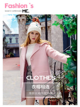 Load image into Gallery viewer, 2018 New Brand Women's Rabbit Ear Hoodie Coat Single-row Button Wool Coat 97066