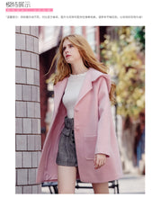 Load image into Gallery viewer, 2018 New Brand Women's Rabbit Ear Hoodie Coat Single-row Button Wool Coat 97066