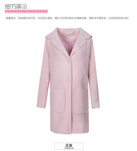 Load image into Gallery viewer, 2018 New Brand Women's Rabbit Ear Hoodie Coat Single-row Button Wool Coat 97066