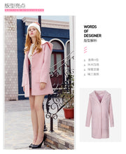 Load image into Gallery viewer, 2018 New Brand Women's Rabbit Ear Hoodie Coat Single-row Button Wool Coat 97066