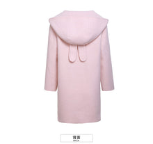 Load image into Gallery viewer, 2018 New Brand Women's Rabbit Ear Hoodie Coat Single-row Button Wool Coat 97066