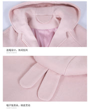 Load image into Gallery viewer, 2018 New Brand Women's Rabbit Ear Hoodie Coat Single-row Button Wool Coat 97066
