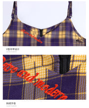 Load image into Gallery viewer, 2018 new brand ladies'Plaid suspender skirt zipper spliced dress 69051