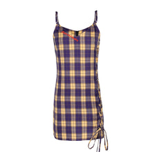 Load image into Gallery viewer, 2018 new brand ladies'Plaid suspender skirt zipper spliced dress 69051
