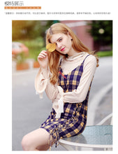 Load image into Gallery viewer, 2018 new brand ladies'Plaid suspender skirt zipper spliced dress 69051