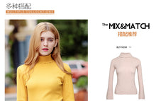 Load image into Gallery viewer, New Winter 2008 Women's High-collar Horn Long-sleeved Bottom Knitted Shirt 58875