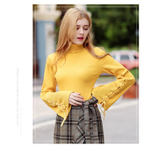 Load image into Gallery viewer, New Winter 2008 Women's High-collar Horn Long-sleeved Bottom Knitted Shirt 58875