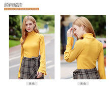 Load image into Gallery viewer, New Winter 2008 Women's High-collar Horn Long-sleeved Bottom Knitted Shirt 58875