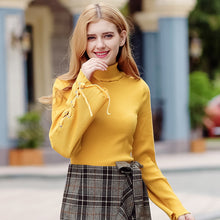 Load image into Gallery viewer, New Winter 2008 Women's High-collar Horn Long-sleeved Bottom Knitted Shirt 58875