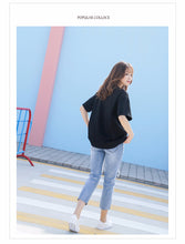 Load image into Gallery viewer, Summer 2019 Korean version of English alphabet shirt loose half sleeve base shirt printed short sleeve T-shirt 6996 women