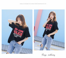 Load image into Gallery viewer, Summer 2019 Korean version of English alphabet shirt loose half sleeve base shirt printed short sleeve T-shirt 6996 women