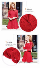 Load image into Gallery viewer, 2018 Spring new women's round collar seven-part sleeves a dress pure color hollow sweet small fresh dress 69096