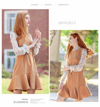 Load image into Gallery viewer, 2018 new brand women's trumpet sleeves Lotus leaf skirt temperament lady dress 69117