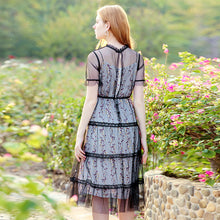 Load image into Gallery viewer, Summer 2019 New Brand Woman's Printed Chiffon Suspender Skirt Mesh Spliced Dresses Two Suits 88380