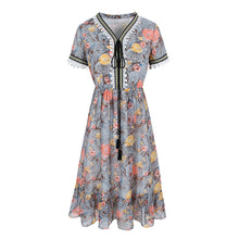 Load image into Gallery viewer, 2019 Summer new boutique women's chiffon printing fishtail skirt temperament thin celebrity dress 68600