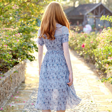 Load image into Gallery viewer, 2019 Summer new high-end women's round collar thin dress chiffon broken flower dress 68601