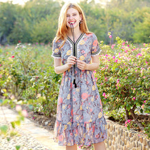 Load image into Gallery viewer, 2019 Summer new boutique women's chiffon printing fishtail skirt temperament thin celebrity dress 68600