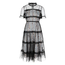 Load image into Gallery viewer, Summer 2019 New Brand Woman's Printed Chiffon Suspender Skirt Mesh Spliced Dresses Two Suits 88380