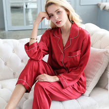 Load image into Gallery viewer, Wholesale Silk Pajamas Women's Summer Long Sleeve Two-Piece Set 100% Silk Couples Home Furnishing Silk Women's Suit Autumn