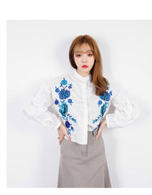 Load image into Gallery viewer, Embroidered blouse long sleeve blouse 7820
