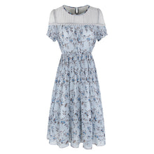 Load image into Gallery viewer, 2019 Summer new high-end women's round collar thin dress chiffon broken flower dress 68601