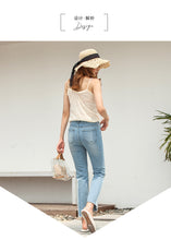 Load image into Gallery viewer, High-waist jeans stitching SLIM STRAIGHT trousers 3408