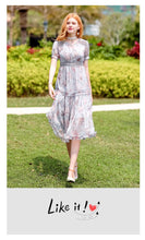 Load image into Gallery viewer, 2019 New brand women's wear V collar medium long temperament lady print chiffon dress 69173