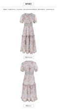 Load image into Gallery viewer, 2019 New brand women's wear V collar medium long temperament lady print chiffon dress 69173
