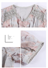 Load image into Gallery viewer, 2019 New brand women's wear V collar medium long temperament lady print chiffon dress 69173