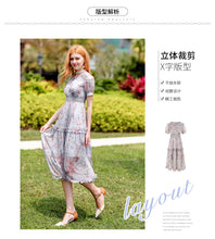 Load image into Gallery viewer, 2019 New brand women's wear V collar medium long temperament lady print chiffon dress 69173
