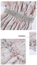 Load image into Gallery viewer, 2019 New brand women's wear V collar medium long temperament lady print chiffon dress 69173