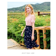Load image into Gallery viewer, 2018 Summer new brand women's temperament round collar hook hollow shirt sexy dress 58957