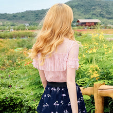 Load image into Gallery viewer, 2018 Summer new brand women's temperament round collar hook hollow shirt sexy dress 58957