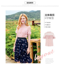 Load image into Gallery viewer, 2018 Summer new brand women's temperament round collar hook hollow shirt sexy dress 58957