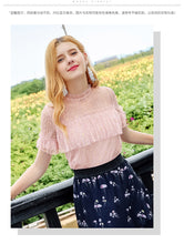 Load image into Gallery viewer, 2018 Summer new brand women's temperament round collar hook hollow shirt sexy dress 58957