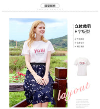 Load image into Gallery viewer, 2018 summer summer brand women's dress temperament round collar letter simple shirt casual casual sweater 58978