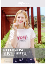 Load image into Gallery viewer, 2018 summer summer brand women's dress temperament round collar letter simple shirt casual casual sweater 58978