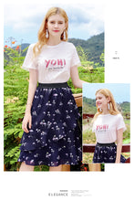 Load image into Gallery viewer, 2018 summer summer brand women's dress temperament round collar letter simple shirt casual casual sweater 58978