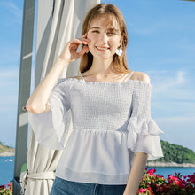 Load image into Gallery viewer, 2019 Summer new brand women's sexy word five-inch striped temperament 58,977
