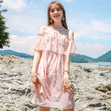 Load image into Gallery viewer, Summer 2019 New Brand Sexy Chic Lady Embroidered Chiffon Dress 69238